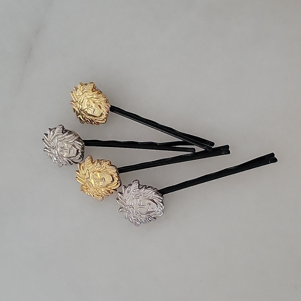 Authentic versace medusa head logo customized hair pins. Read description